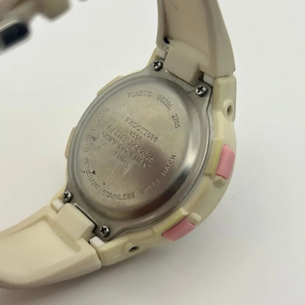 White and Pink Women’s Digital Watch Stainless Steel Working New Battery